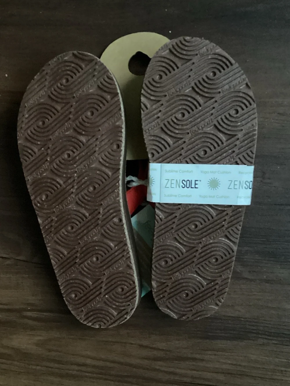 Red Strap Kids Flip-Flop Sandals with Brown Footbed